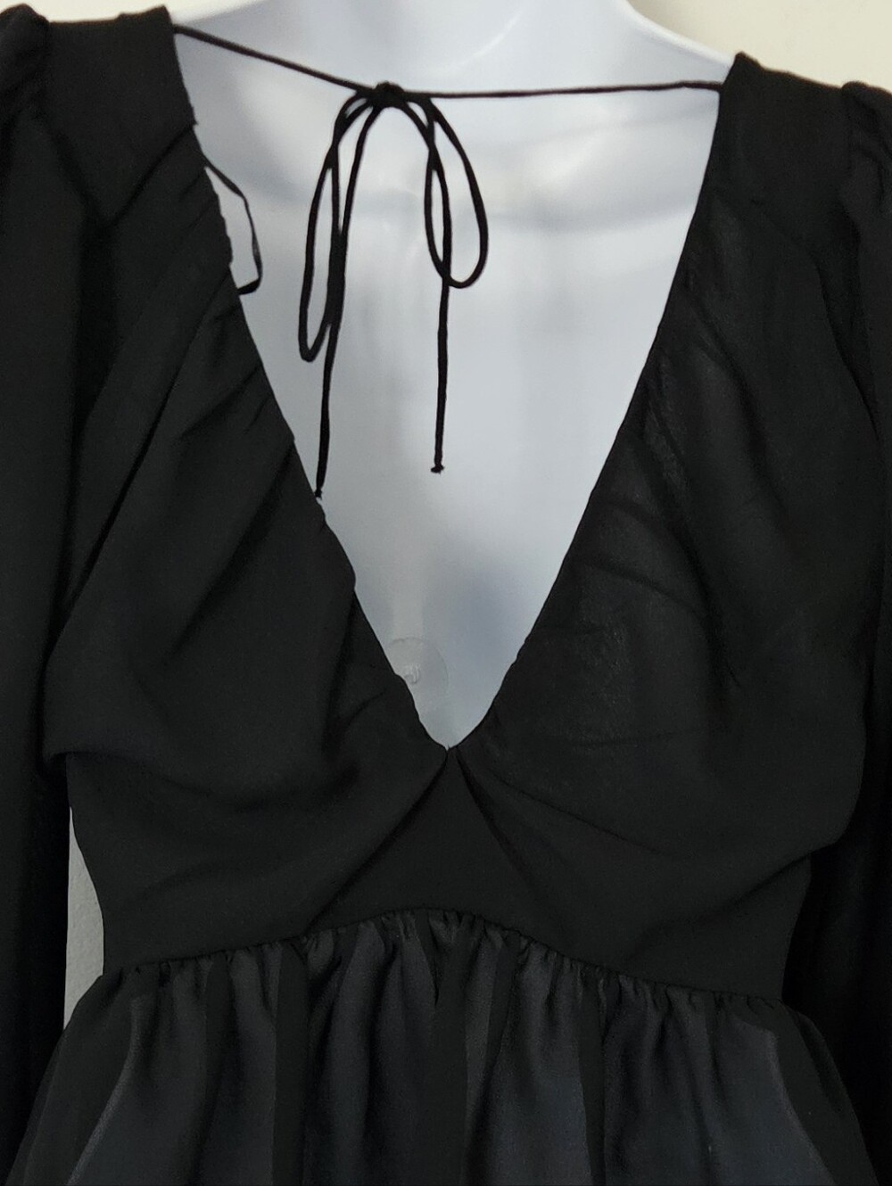 H&M Womens Top XS Whimsigoth Fairy Babydoll Sheer Cropped Witchy Flowy Dainty - Picture 5 of 8